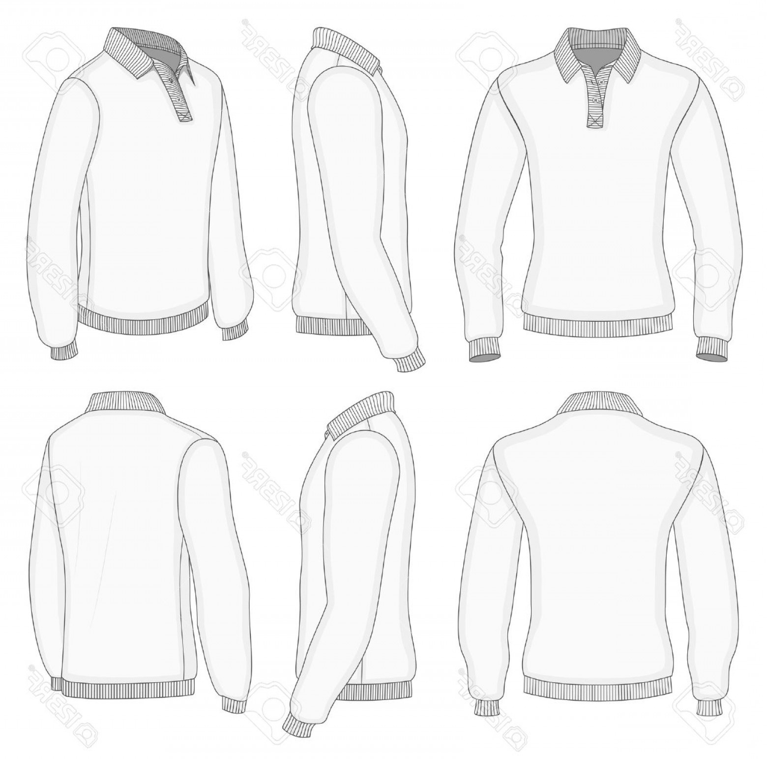 1560x1543 Photoall Views Men S White Long Sleeve Polo Shirt Design Templates