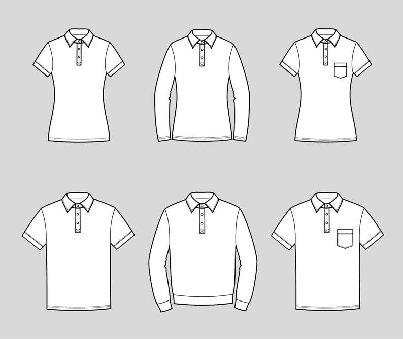 794x669 Polo T Shirt Vector Fashion Flat Sketch Adobe Illustrator Etsy