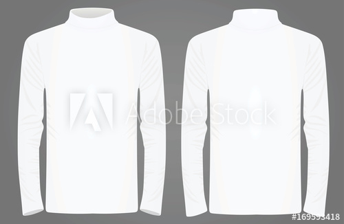 500x326 White High Neck Long Sleeve T Shirt Vector Illustration