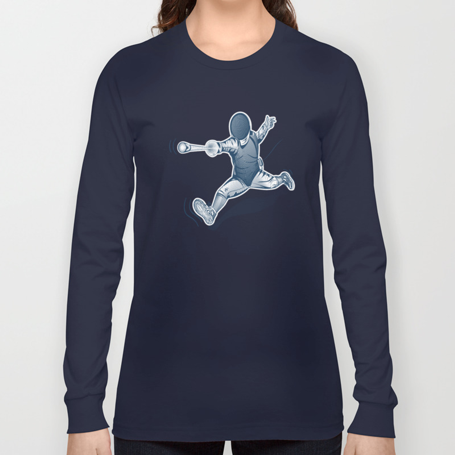 1500x1500 Fencer Print For T Shirt Vector Engraving Illustration Long