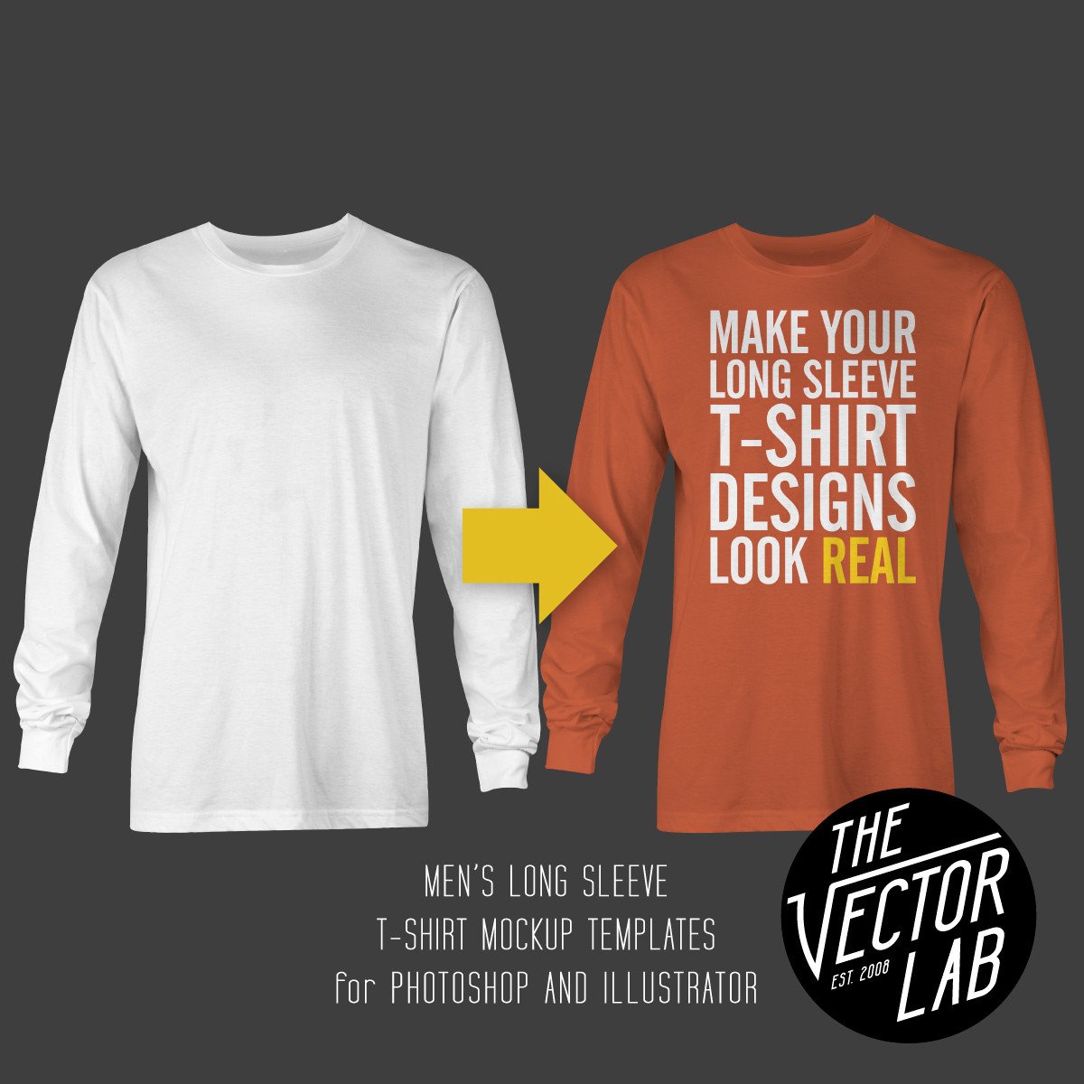 1200x1200 Men's Long Sleeve T Shirt Mockup Templates