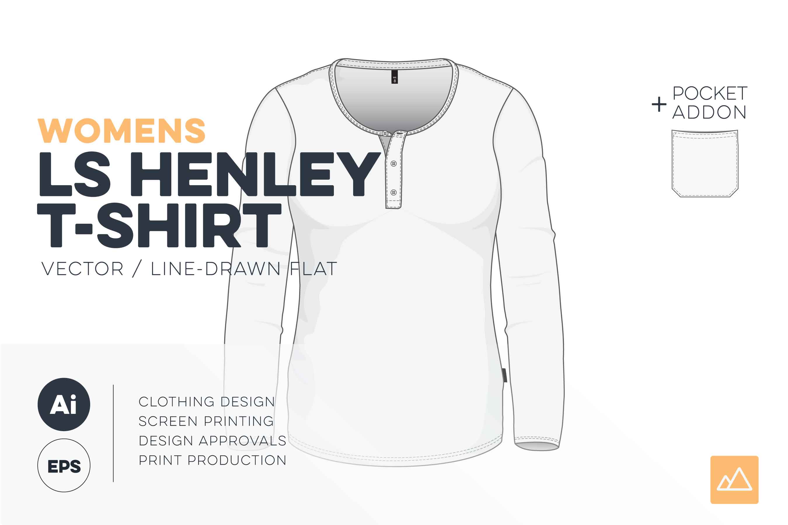 2700x1800 Womens Long Sleeve Henley T Shirt Template
