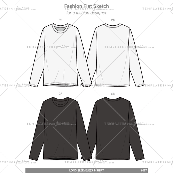 600x600 Long Sleeve T Shirts Fashion Flat Technical Drawing Vector