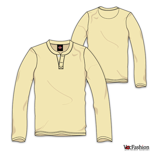 600x600 Mens Henley Neck T Shirt Long Sleeve Vector Template