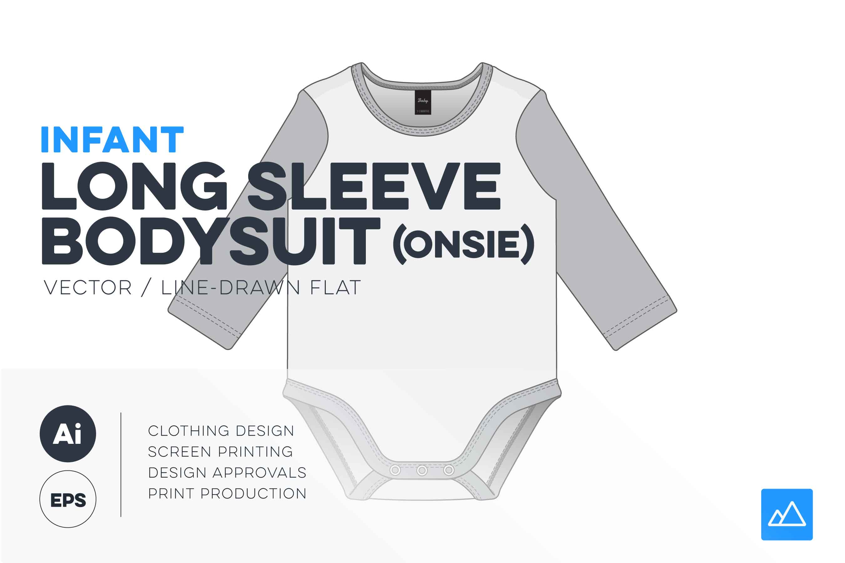 2700x1800 Infant Long Sleeve Bodysuit Template