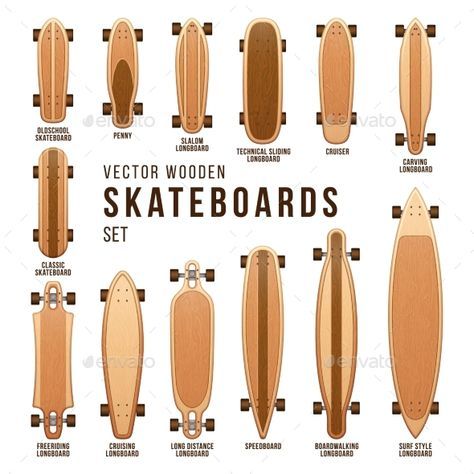 474x474 Different Skateboard Types Vector Templates Set