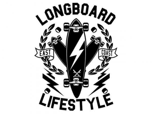 600x450 Longboard Lifestyle T Shirt Vector Graphic