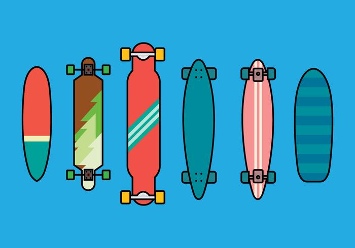 700x490 Longboard Vector Set Stock Images