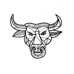 300x300 Texas Longhorn Bull Head Mosaic Vector Studiogrfx