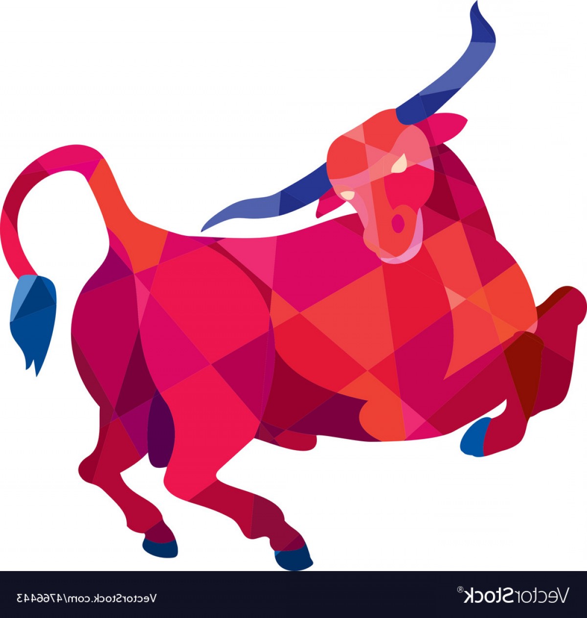 1200x1263 Texas Longhorn Bull Prancing Low Polygon Vector Handandbeak