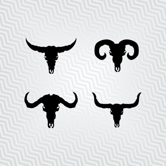 570x570 Buffalo, Bison, Bull Skull Longhorn, Cutout, Vector Art