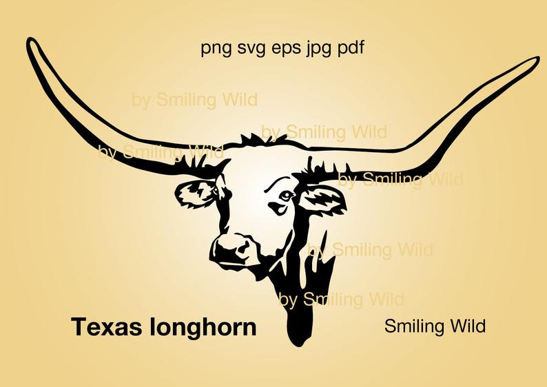 794x562 Texas Longhorn Clipart Bull Vector Graphic Art Texas Etsy