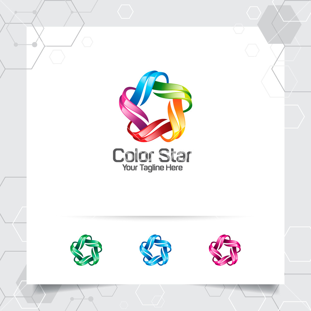 1000x1000 Star Logo Design Concept Of Connected Loop Symbol Colorful Star