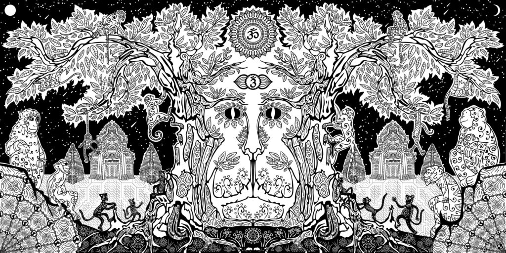 Lord Hanuman Black And White Digital Vector Drawing 1024x512 Lord Hanuman Black And White Digital Vector Drawing