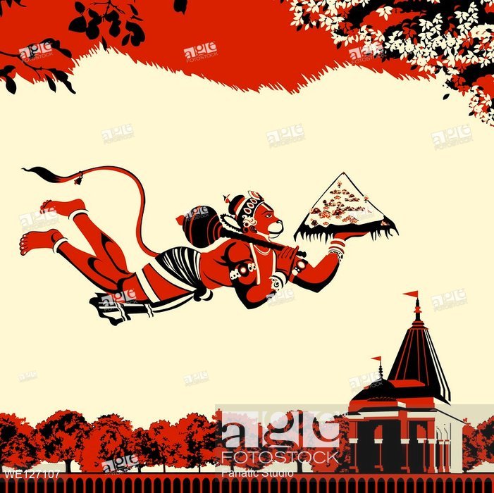 Lord Hanuman Flying With Dronagiri Mountain, Stock Vector, Vector 701x700 Lord Hanuman Flying With Dronagiri Mountain, Stock Vector, Vector