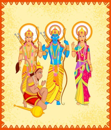 Lord Rama, Laxmana, Sita With Hanuman In Vector Royalty Free 386x450 Lord Rama, Laxmana, Sita With Hanuman In Vector Royalty Free