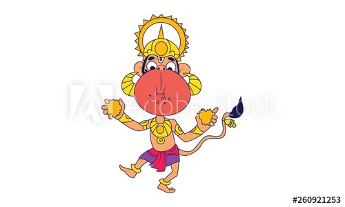 Vector Cartoon Illustration Of Lord Hanuman Eating Sweet Isolated 500x300 Vector Cartoon Illustration Of Lord Hanuman Eating Sweet Isolated