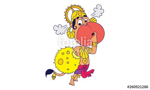 Vector Cartoon Illustration Of Lord Hanuman Eating Very Spicy 500x300 Vector Cartoon Illustration Of Lord Hanuman Eating Very Spicy