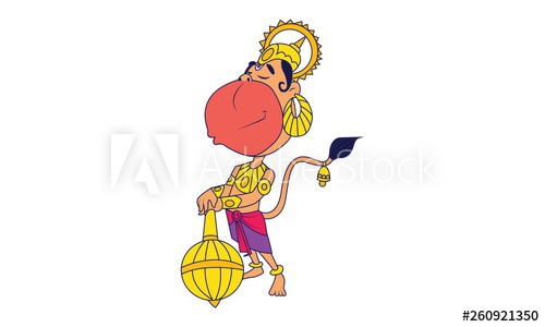 Vector Cartoon Illustration Of Lord Hanuman Standing With Weapon 500x300 Vector Cartoon Illustration Of Lord Hanuman Standing With Weapon