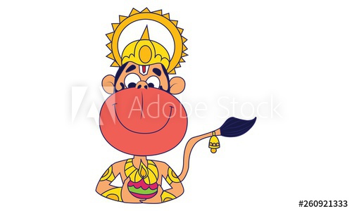 Vector Cartoon Illustration Of Lord Hanuman With Deepak In Hand 500x300 Vector Cartoon Illustration Of Lord Hanuman With Deepak In Hand
