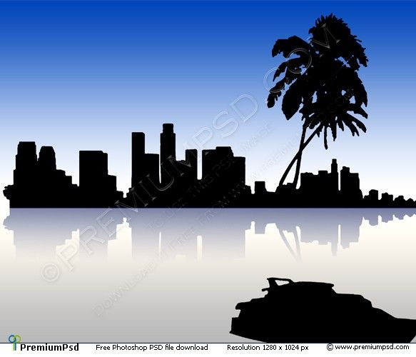 583x500 Detailed Vector Los Angeles Silhouette Skyline Decor