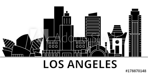 500x250 Los Angeles Architecture Skyline, Buildings, Silhouette, Outline