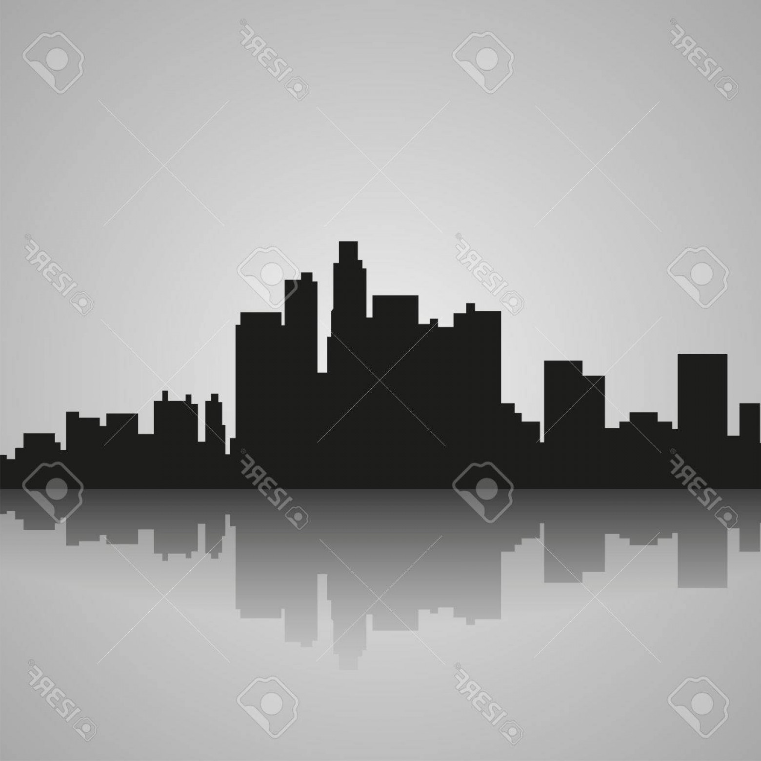 1560x1560 Photostock Vector Black Silhouette Of Los Angeles With Reflection