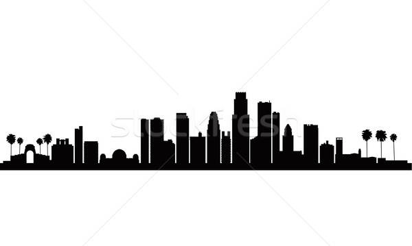 600x359 Los Angeles City Skyline Detailed Silhouette Vector Illustration