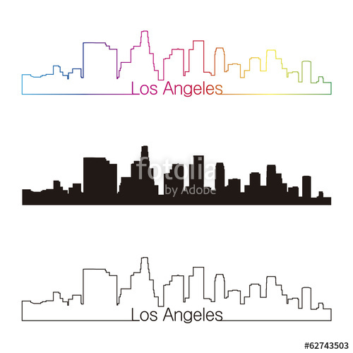 500x500 Los Angeles Skyline Linear Style With Rainbow Stock Image