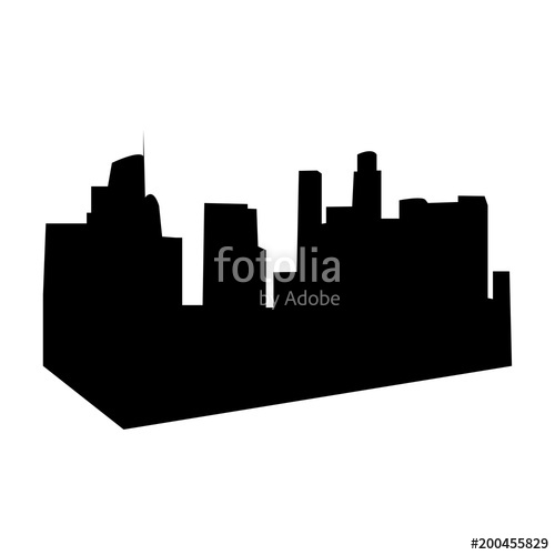 500x500 Los Angeles Skyline Silhouette On White Background, In Black