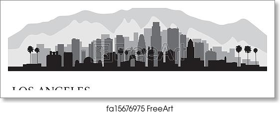 561x227 Free Art Print Of Los Angeles City Skyline Detailed Silhouette