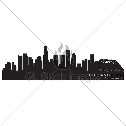 500x500 Los Angeles, California Skyline Detailed Vector Silhouette Gl