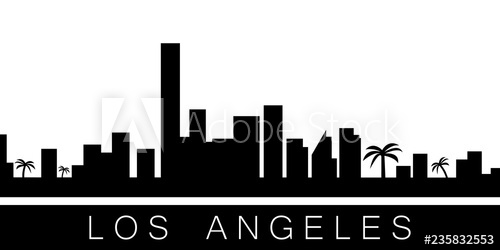 500x250 Los Angeles Detailed Skyline Vector Postcard Illustration