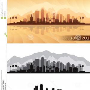 300x300 Los Angeles City Skyline Isolated Black Background Vector