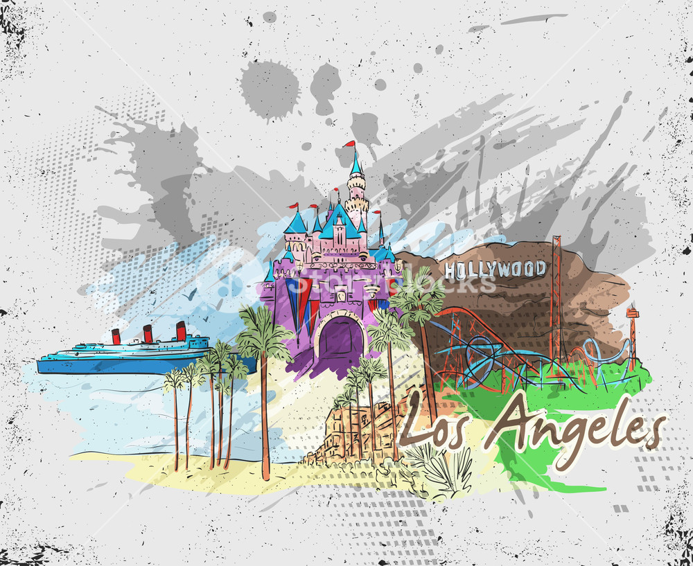 Los Angeles Doodles Vector Illustration Royalty Free Stock Image 1000x817 Los Angeles Doodles Vector Illustration Royalty Free Stock Image