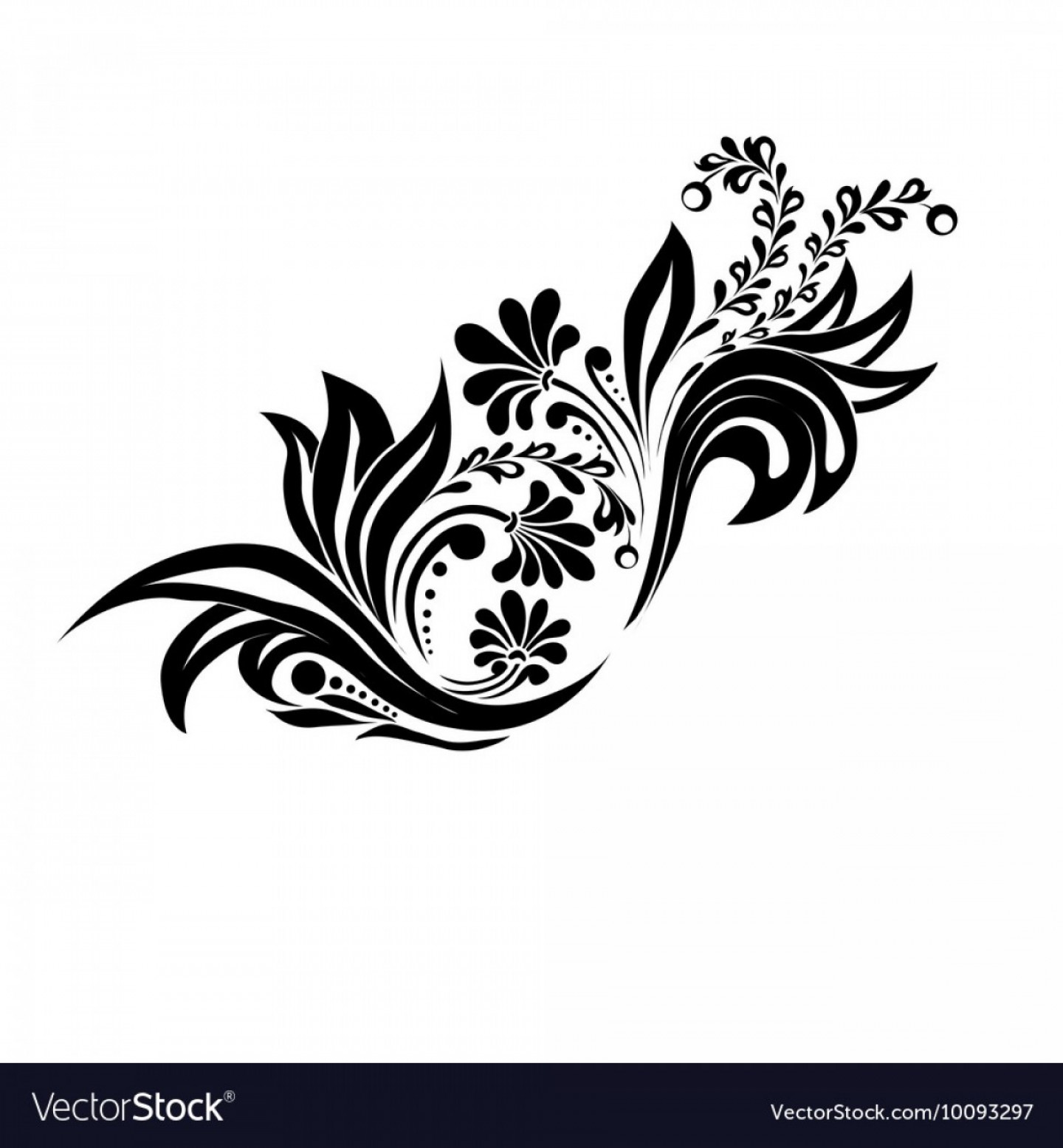 1440x1555 Black Floral Silhouette For Monogram Design Vector Wallkeeper