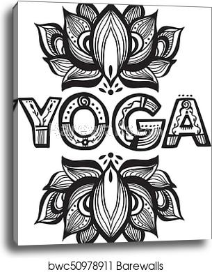 305x390 Word Yoga With Lotus Flower Silhouette, Canvas Print Barewalls