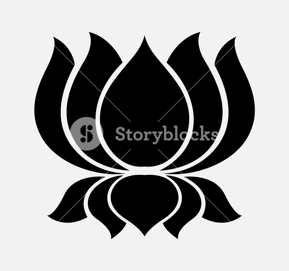 1000x937 Silhouette Of Lotus Flower Vector Illustration Royalty Free Stock