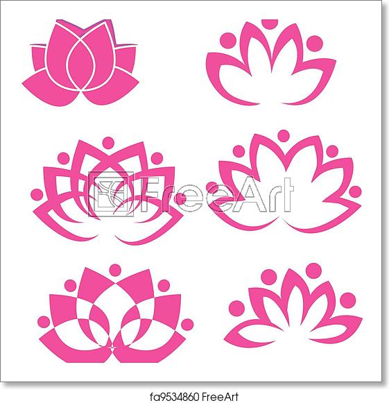 561x581 Free Art Print Of Set Of Lotus Flowers Logo Vector Freeart