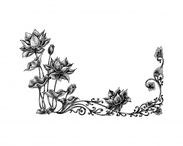 626x500 Pointillism Lotus Floral Vector Premium Download