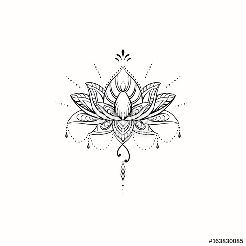 500x500 Filigree Lotus Flower, Vector Handdrawn Illustration Stock Image