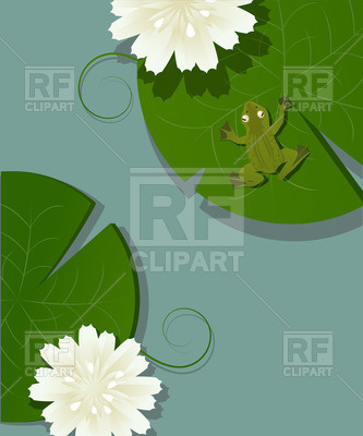 333x400 Little Frog Over A Lotus Leaf With Flower Vector Image Of Plants