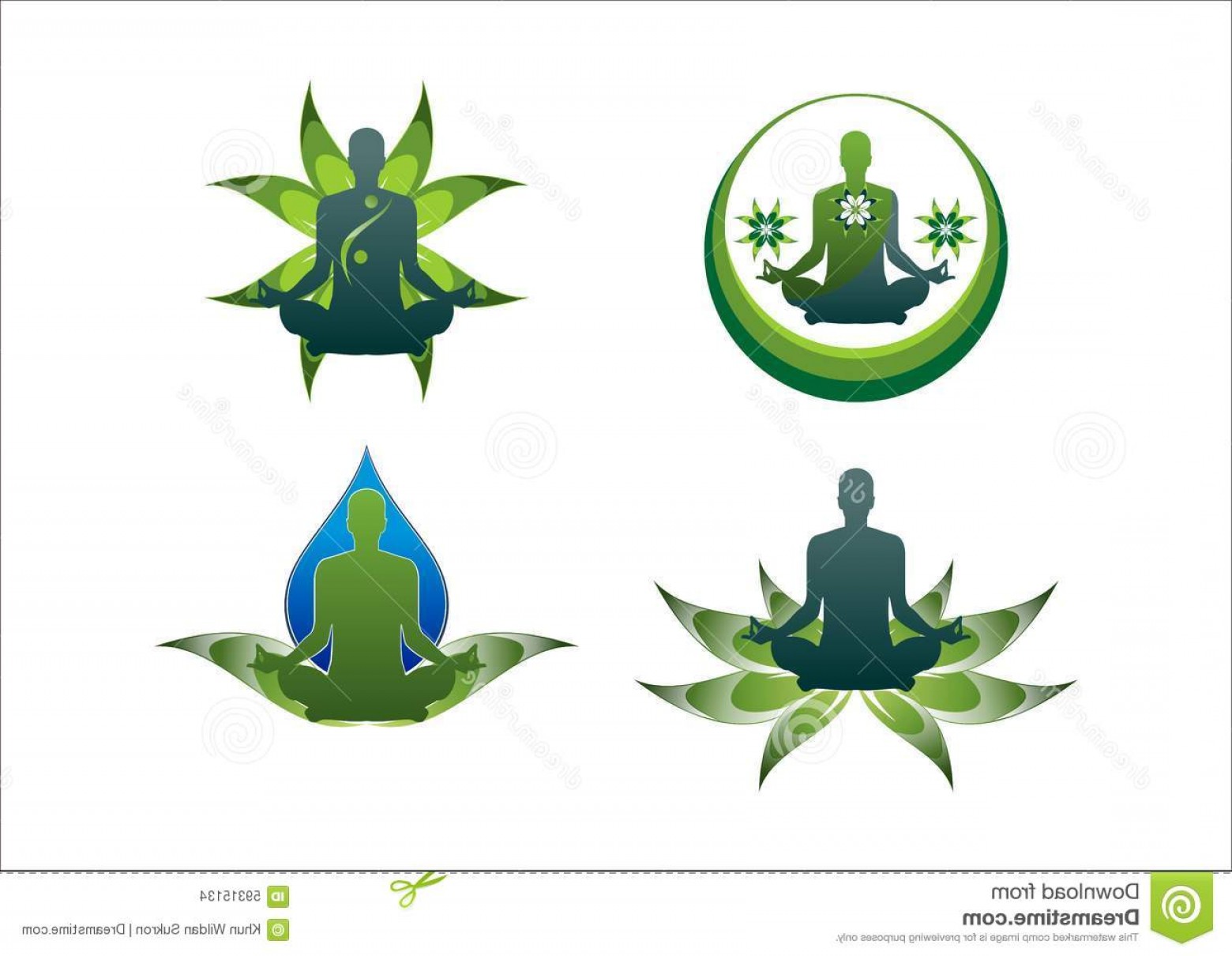1560x1210 Stock Illustration Yoga Logo Green Lotus Leaf Water Icon Vector