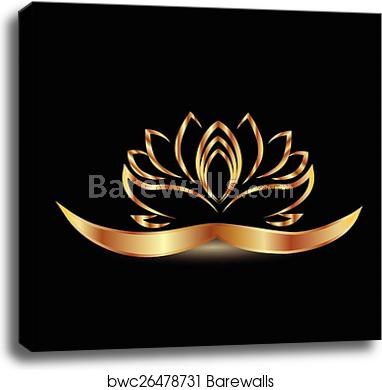 382x390 Gold Lotus Flower Logo Vector, Canvas Print Barewalls Posters