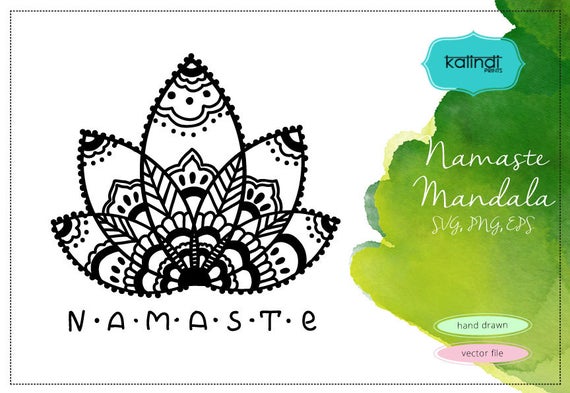 570x393 Namaste Mandala Namaste Lotus Vector Clipart Yoga Etsy