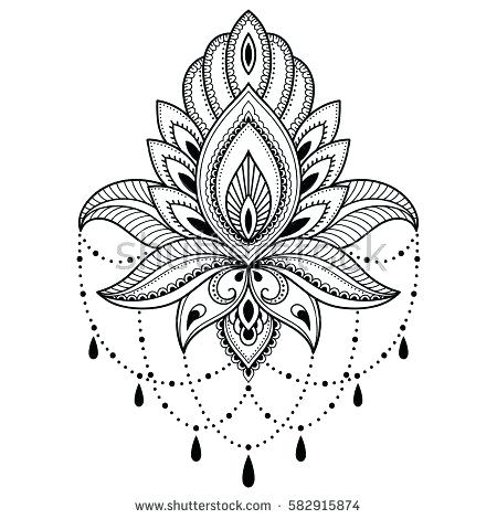 450x470 Indian Flower Design Lotus Pattern For Henna Drawing And Tattoo