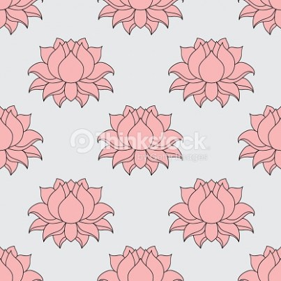 403x403 Lined Lotus Flower Indian Hindu Motifs Seamless Pattern Vector Art