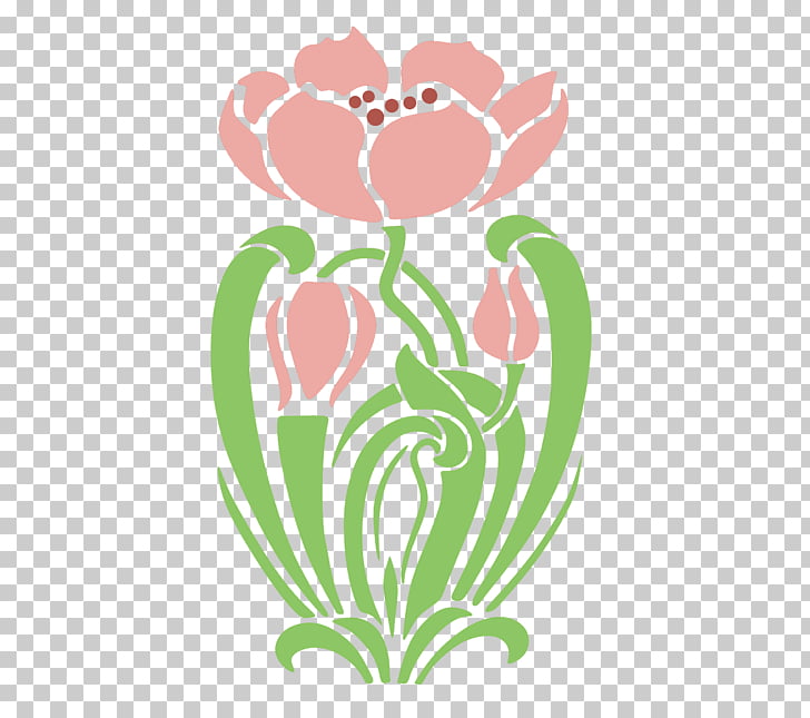 728x645 Art Nouveau Art Deco Stencil, Traditional Lotus Pattern Material