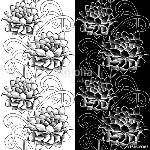 500x500 Lotus Flower Abstract Seamless Pattern Vector Illustration