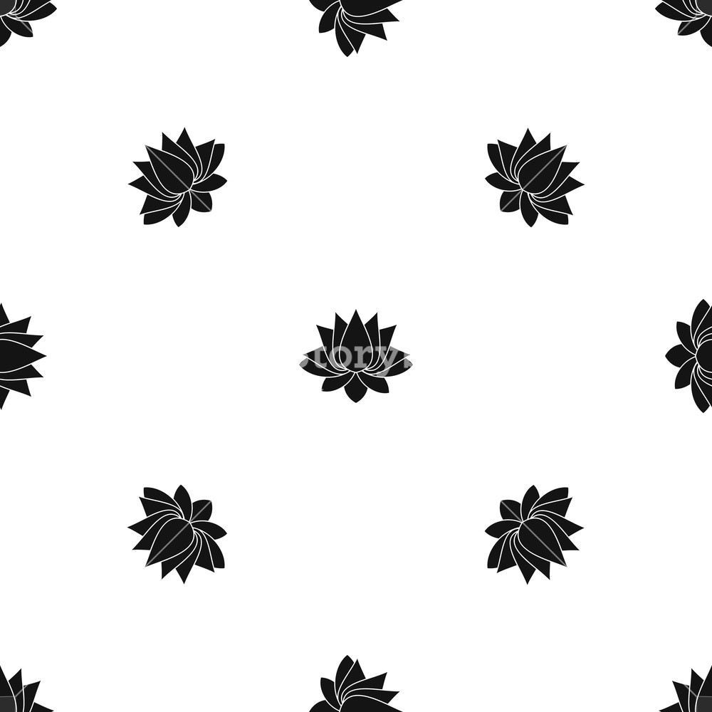 1000x1000 Lotus Pattern Repeat Seamless In Black Color For Any Design